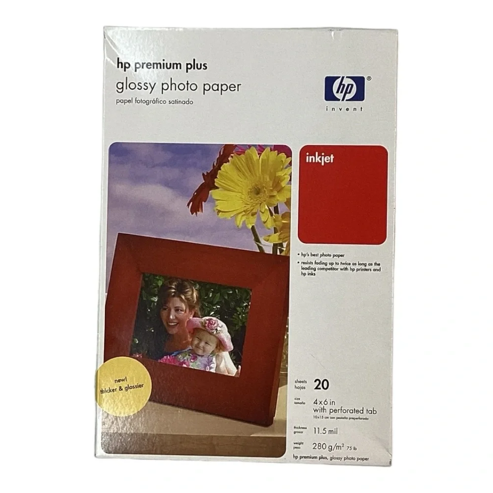 NEW HP Premium Plus Glossy 4x6 11.5 mil Photo Paper 20 Sheets‎ Q1977A
